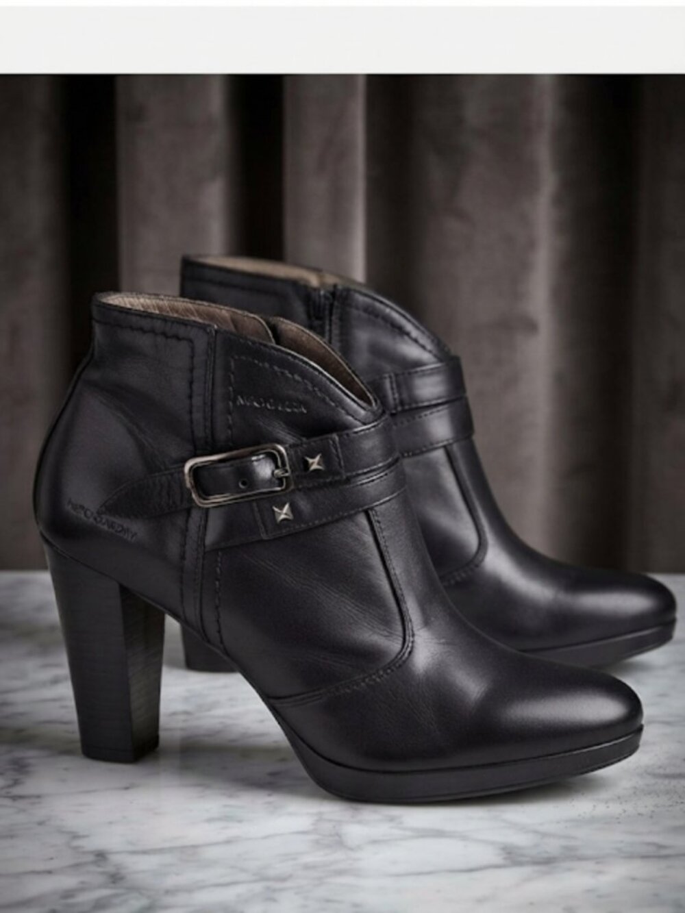 Nerogiardini- Made in Italy-Black Leather Ankle Booties with Buckle. 7.5 US -